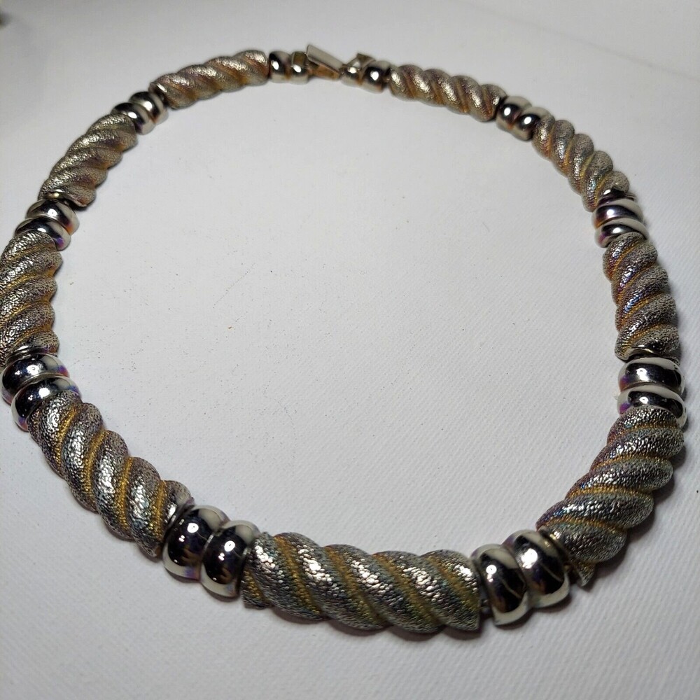 Necklace Silver and Gold-tone metal links 20"  See photos